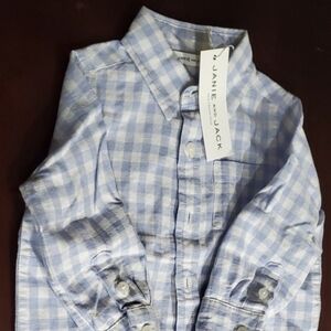 Janie and Jack blue and white checkered/ plaid button up NWT, buy both 2/$30